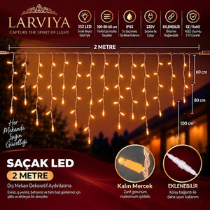 2 Metre 152 Ledli Saçak LED 100x80x60cm Gün Işığı (Sabit)