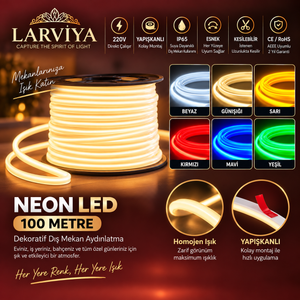 100 METRE Yeni Nesil 220V Yapışkanlı Neon LED – 6×10 mm