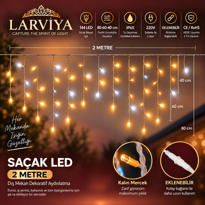 IP65 Dış Mekan Saçak LED Gün Işığı - Çakarlı (2x80/60/40)