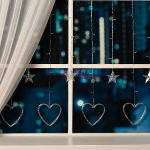 Kalp + Yıldız Saçak LED Beyaz