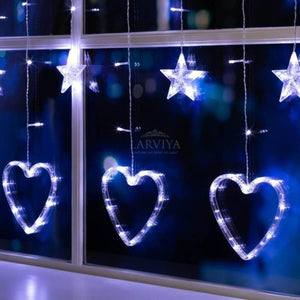 Kalp + Yıldız Saçak LED Beyaz